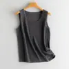 Colete de Cashmere 100% Fio Fino com Gola U, 80 Fios, Tricô Leve sem Mangas, Camisola, Camada Base para Todas as Estações