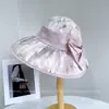 Chapéu de Pescador Fashion com Estampa Colorida e Laço Grande para Mulheres, Chapéu Balde Versátil Casual de Verão para Proteção Solar, Chapéu de Tecido para Proteção Solar em Férias