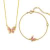 Collar luminoso de mariposa de plata esterlina 925 para mujer, diseño de nicho, cadena de clavícula de lujo rosa con colgante de circonita
