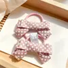 Lazos a Cuadros Retro para el Cabello de Niños Estilo Coreano para Niñas Lazos para el Cabello con Pedrería Lazos para el Cabello de Bebé Bandas Elásticas Fuente Mayorista