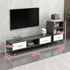 Mueble de TV retráctil moderno minimalista para salas de estar pequeñas, patas simples de madera maciza, mueble de TV de pie y mesa de centro