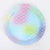 Nuevo en stock tema escamas de pez sirena plato de papel vaso de papel servilleta juego de vajilla suministros para fiesta