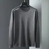 Camiseta de manga larga para hombre, capa interior de otoño para hombre, camiseta base elástica de corte holgado, camiseta estampada estilo coreano ins para hombre
