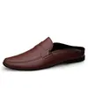 Zapatos para Hombre Z2001, Mocasines, Medias Pantuflas con Puntera, Zapatos Bajos sin Cordones Primavera y Verano, Sandalias Planas, Zapatos de Piel