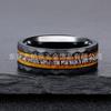 Anillo de hombre personalizado transfronterizo más vendido de Europa y Estados Unidos, anillo eléctrico negro de acero de tungsteno 8 mm, barril de vino de madera con astas en llamas