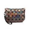 Bolsa plana de mano con patrón de rombo estilo europeo y americano, forma de gota de agua, Bolsa de maquillaje Diamond Magic, bolsa de maquillaje portátil y conveniente, outlet de fábrica