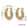Brincos Argola Exagerados em Aço Inoxidável Torcido Banhados a Ouro 18K, com Pérolas Torcidas e Cravejados com Diamantes, Estilo Europeu e Americano, Transfronteiriços