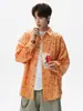 Camisa a cuadros de estrella naranja dopamina de manga larga para hombres y mujeres, nuevo estilo de alta costura de otoño, camisa casual fresca y holgada