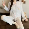 Pijama de Algodón Nube para Mujer, Nuevo Estilo Primavera y Otoño 2026, Manga Larga y Pantalón Largo, Lindo Conjunto de Dos Piezas de Ropa de Casa con Dibujos Animados para Niña