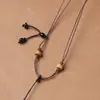 Novo cordão de couro encerado simples retrô estilo chinês, cordão para pendurar pingente de ágata jade, cordão trançado à mão com múltiplos tesouros