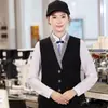 Chaleco de trabajo para restaurante, té de leche, café, hotel, KTV, bar, uniforme de personal de servicio de restaurante occidental, traje de manga larga para mujer