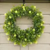 1 Peça de Coroa de Buxo Artificial Verde Vibrante para Primavera e Verão Guirlanda Realista de Buxo Artificial para Porta da Frente, Casa, Pátio, Casamento, Uso Interno e Externo, Coroa Decorativa com Aparência Natural, Perfeita para Pendurar na Porta Sazonal, Varanda ou Vitrine