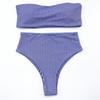 Traje de Baño Nuevo a Cuadros Retro Strapless Bikini Sexy de Dos Piezas Cintura Alta Sin Espalda Ropa de Playa Estilo Europeo y Americano