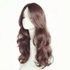 Peruca Feminina Estilo Coreano Japonês, Repartição no Meio, Cabelo Longo Cacheado Ondas Grandes Preto, Seda de Alta Temperatura Natural Realista, Peruca Completa para Afinar o Rosto, Peruca Diária