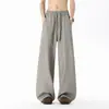 Pantalones casuales a rayas estilo retro americano para hombre, nuevo estilo de verano, corte holgado, caída suave, pierna ancha, transpirables, pierna recta, pantalones ligeros