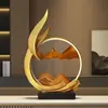 Pintura de Arena Fluyente de Viento y Agua Adorno para Gabinete de Vino Sala de Estar Lujo Ligero Oficina Decoración para Mueble de TV Regalo de Inauguración