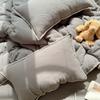 Clase a Algodón Puro Arrugado Borde de Concha de Hilo de Doble Capa Juego de Cuatro Piezas para Cama Sencillo Algodón Puro Cama Sábanas Funda de Edredón Juego de Tres Piezas Individual 4