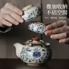 Juego de Té de Viaje Portátil para Exteriores Horno Ru con una Tetera y Dos Tazas Tetera Cerámica de Mano Taza de Té Portátil