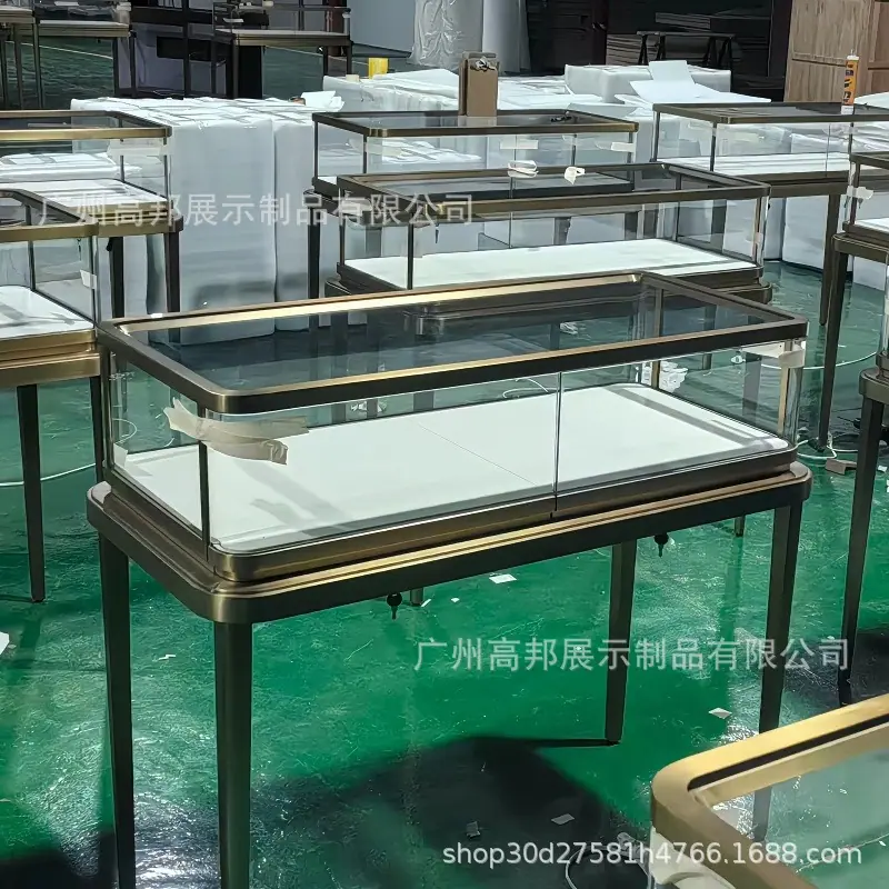 珠宝展柜玻璃柜黄金柜台中岛展示珠宝玻璃展示柜文物金银展柜定制