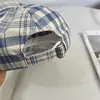 Gorra de Béisbol a Cuadros Azul y Blanco Estilo Coreano Fresco para Otoño e Invierno para Mujer, Sombrero de Pescador Versátil Casual que Hace que la Cara Parezca Más Pequeña