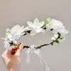 Tiara Floral Colorida Estilo Super Fada para Mulheres 2026 Novo Modelo com Fitas de Renda e Flores, Acessório de Cabelo Infantil
