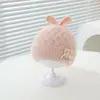 Bonito gorro de punto con puño de conejo, suave gorro pullover para otoño e invierno, gorro cálido versátil suave y lindo estilo coreano para salir