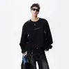 Sudadera de marca de moda, tridimensional, con múltiples cremalleras, cuello redondo deconstruido para hombre, colección de otoño, con estampados de letras metálicas, corte holgado, hombros caídos y mangas largas casuales