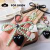 Diseño Original Pulsera de Perlas de Amor Correa para Teléfono Móvil Colgantes Cortos para Mochila Llavero Anti-pérdida Colgante para Bolso para Mujeres