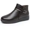 Zapatos de Mamá, Zapatos de Algodón de Invierno, Zapatos para Mujeres de Mediana Edad, Botas de Nieve con Terciopelo para Heattech, Botines Antideslizantes para Personas de Mediana Edad y Mayores, Zapatos de Cuero con Suela Blanda