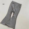 Pantalones casuales de primavera y otoño para mujer, estilo occidental para bebés, con personalidad para niños, pantalones acampanados elásticos de color sólido de moda coreana.