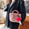 Nuevo Bolso Mao Mao de Otoño e Invierno Bolso de Hombro Cruzado Lindo Bolso de Mano de Peluche de Cereza para Niña Bolso de Gran Capacidad para Mujer