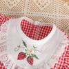 Ropa Nueva de Verano para Bebés Niñas, Mameluco Súper Lindo de Fresa de Manga Corta para Celebraciones de Mes Completo y 100 Días, Adecuado para Salir