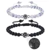 Pulsera Proyectora 100 Idiomas Europa y América Transfronteriza Te Amo Piedra Volcánica de 6 mm Turquesa Blanca Pulsera de Pareja