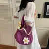 Bolsa de Malha de Verão Grande Capacidade com Recortes Bolsa de Ombro para Mulheres 2025 Nova Bolsa Tote Florada Estilo Resort à Beira-Mar com Recortes