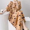 Nueva Bata de Noche de Manga Corta Mianchun Shijia para Mujer, Bata de Noche con Corbata en el Cuello, Tallas Grandes, Ropa de Casa Holgada y Relajada, Vestido de Mujer