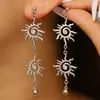 Set de Pendientes y Pulsera Tótem de Sol Bohemio Pendientes Largos con Borlas Doradas Retro Atmósfera Retro