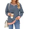 Suéter de rayas suelto de manga larga con cuello redondo dividido de nuevo color otoño e invierno 2024 para mujer de comercio exterior transfronterizo de Amazon Europa y Estados Unidos
