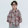 Camisa de Cuadros para Niños Otoño 2026 Nueva Camisa de Algodón Puro para Niños Mayores, Elegante Camisa Chaqueta de Cuadros