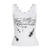 Chaleco de Tirantes con Estampado de Letras Personalizadas, Ajustado, Cuello Redondo, para Mujeres, Estilo Juvenil y Energético, Casual Coreano, Hip-Hop, Deportivo