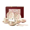 Conjunto de Louça Cerâmica Estilo Country "Dama em Esplendor" Branco Leitoso Esmaltado - Tigelas Domésticas, Xícaras, Pratos - Presente de Casamento, Presente de Inauguração de Casa