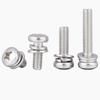 Tornillos de cabeza plana de acero inoxidable GB9074.4, combinación triple, M2M2.5M3M4M5M6M8/304, con almohadilla de resorte plana