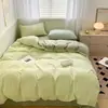 Capa de edredom de quatro peças de cor sólida para cama, lençol simples, suprimentos para dormitório estudantil, conjunto de três peças de casal e solteiro