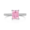 Anillo Rosa con Forma de Corazón de Plata de Ley 925 para Mujer, Estilo Ins Transfronterizo, con Diamante Rosa, Anillo de Diamante de Alto Carbono Súper Brillante, Anillo de Boda Europeo y Americano