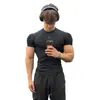 Camiseta Deportiva de Fitness de Secado Rápido Transpirable Elástica Ajustada de Manga Corta con Estampado de Hielo Casual para Gimnasio Running