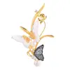 Broche de Mariposa de Nácar Natural con Flores, Broche Vintage de Perla de Agua Dulce Cepillada Estilo Corte, Regalo de Lujo Ligero de Gama Alta