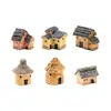 Adornos de micropaisaje de musgo, 6 casas de paja, resina, casa pequeña, manualidades creativas, estilo Zakka