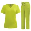Ropa de Malla Fina de Secado Rápido Nueva para Mujer, Salón de Belleza, Spa, Club, Moño, Color Sólido, Uniforme de Enfermera para Trabajo en Hospital, Ropa para Lavar a Mano