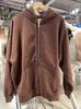 Sudadera con capucha estilo Bm Chaqueta de longitud media Bm Spicy Girl Color liso Cremallera Cárdigan Forro polar Terry Fleece Cálido para mujer