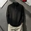 Moletom com zíper parcial e gola alta cleanfit masculino outono camiseta Henley manga longa ombro normal camada interna camada base