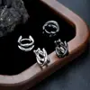 Pendientes de Estilo Coreano y Japonés para Hombres y Mujeres, Pendientes de Aro Doble Cruz 3D Simples y Elegantes, Accesorios de Oreja de Moda